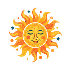 The Sun Artistic Style Illustration Cartoon Sun Logo No Background Perfect for Print on Demand Merchandise