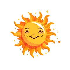 The Sun Artistic Style Illustration Cartoon Sun Logo No Background Perfect for Print on Demand Merchandise