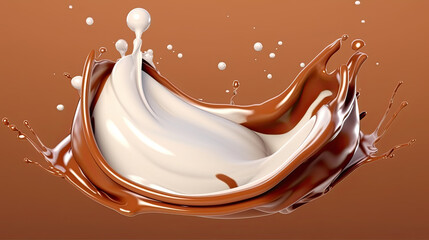 chocolate and milk splashes moving to each other