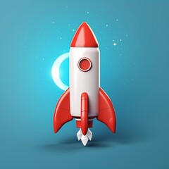 rocket 3d icon illustration isolated on one color background. 3d rendering, generative ai