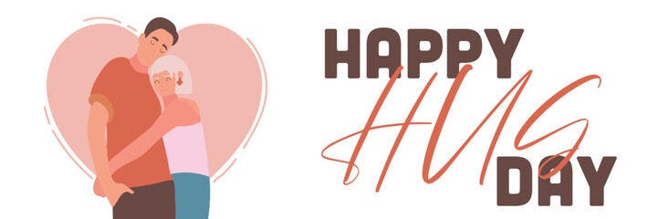 Banner for Happy Hug Day with loving couple