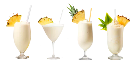 Foto op Plexiglas Piña colada drinks collage set on white transparent background © Pajaros Volando