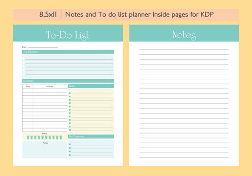 Printable 8.5x11'' To do list planner with notes page template | Daily to do list, checklist, schedule, priority, Daily organizer | undated today plan