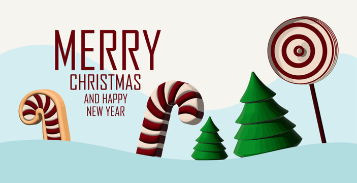 Beautiful greeting banner for Merry Christmas and Happy New Year