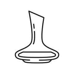 Decanter for wine isolated outline icon. Vector glass bottle for mixing wine, jar for alcohol drink, winemaking decanter thin line