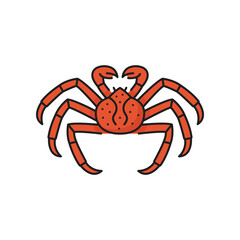Fishing industry crab seafood outline icon. Fresh fish market, seafood shop or restaurant crustacean meals menu outline vector pictogram or symbol. Fishing company thin line icon or sign with red crab