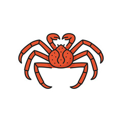 Fishing industry crab seafood outline icon. Fresh fish market, seafood shop or restaurant crustacean meals menu outline vector pictogram or symbol. Fishing company thin line icon or sign with red crab