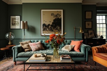 Eclectic drawing room with vintage-modern mix.