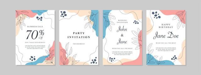 Set of abstract creative artistic templates with spring season concept. Universal cover Designs for Annual Report, Brochures, Flyers, Presentations, Leaflet, Magazine - obrazy, fototapety, plakaty