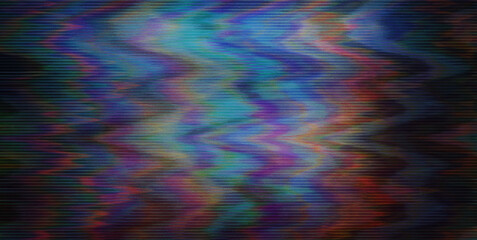 Glitchy flickering screen with distortion, noise and lines, like playing or rewinding a VHS tape.