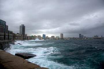 storm on the sea  in  Cuba