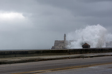 storm on the sea  in  Cuba