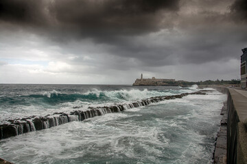 storm on the sea  in  Cuba