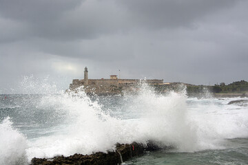 storm on the sea  in  Cuba