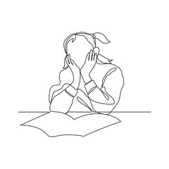 One continuous line drawing of a child is reading a book at school vector illustration. Education illustration simple linear style vector concept. Education design for your business asset design.