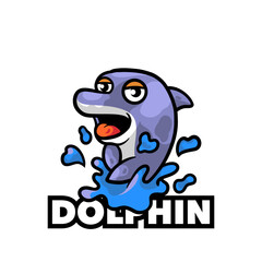 Playful dolphin mascot logo illustration 
