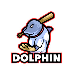 Dolphin baseball mascot logo for sport 