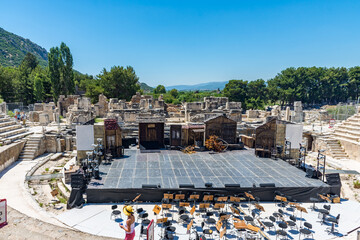 Ancient Great Theater Stage With Modern Concert in the Ancient Greek City Of Ephesus, Turkey.