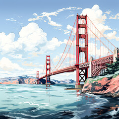 Golden Gate Bridge in watercolor