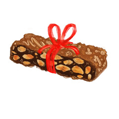 Diseño de turrón de chocolate para navidad con relleno de cacahuete 
