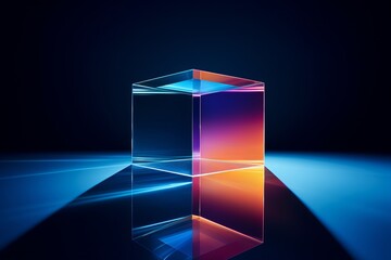 A geometric glass cube refracting light, a symbol of clarity, structure, and modern design.