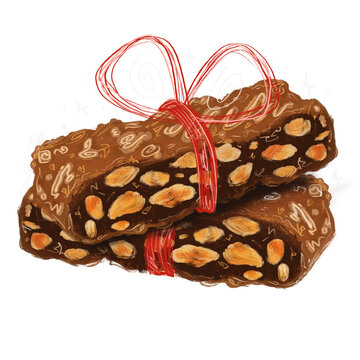 Dise&ntilde;o de turrones de chocolate para navidad con elemento decorativo un mo&ntilde;o elegante y rojo 