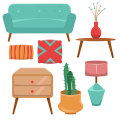 set of furniture icons interior decoration 