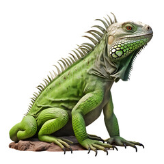 Green iguana isolated on transparent background Generative AI