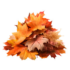 Pile of autumn leaves  isolated on transparent background Generative AI