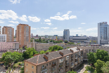 cityscape of Dnipro city seen from the higher flour of the hotel