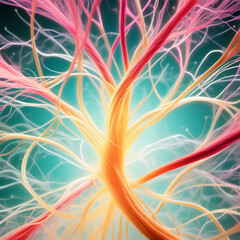 Closeup of human brain nerve fibre - obrazy, fototapety, plakaty