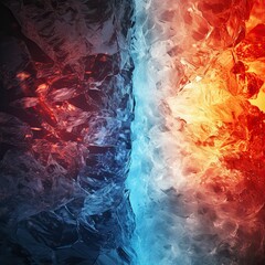Ice VS Fire, hot and cold, fire and ice, red and blue, Frosty Chill, Blazing Heat: A Spectacle of Fire and Ice