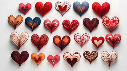 Design hearts, no background, white background. Hearts wallpaper.