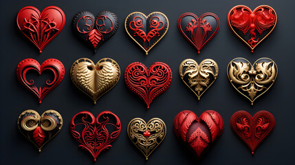 Design hearts, no background, black background. Hearts wallpaper.