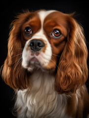 Cavalier King Charles Spaniel Dog Studio Shot Isolated on Clear Background, Generative AI