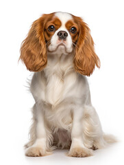 Cavalier King Charles Spaniel Dog Studio Shot Isolated on Clear Background, Generative AI