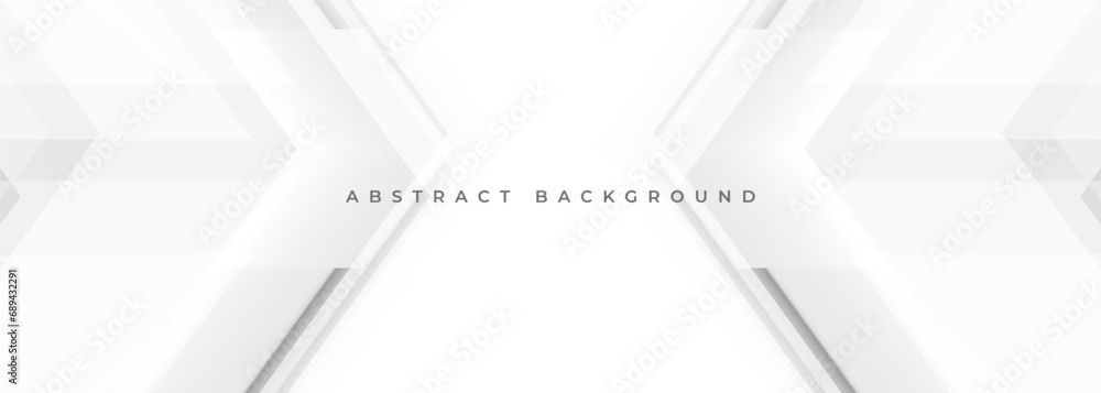 Poster Abstract white and grey arrows futuristic technology background concept high-speed movement. Dynamic motion hi tech digital arrows and stripes. Vector illustration
