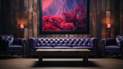 Sofa - living room - rustic log cabin - artwork - stylish - decor snd design - living room 