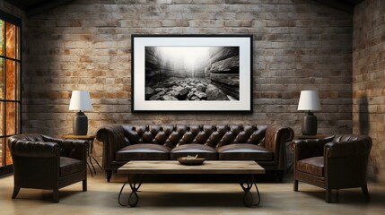 Sofa - living room - rustic log cabin - artwork - stylish - decor snd design - living room 