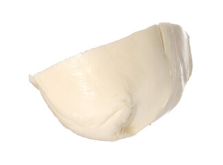 Piece of mozzarella cheese isolated on white