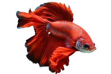 beautiful colorful red betta fish isolated transparent background. generative ai