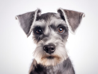 Miniature Schnauzer Dog Studio Shot Isolated on Clear Background, Generative AI