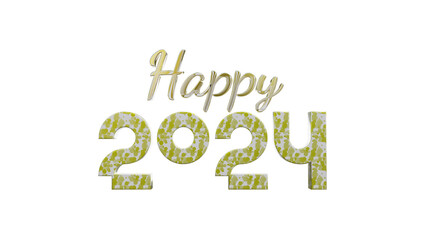 HAPPY 2024 3D TEXT WITH BOKEH BACKGROUND