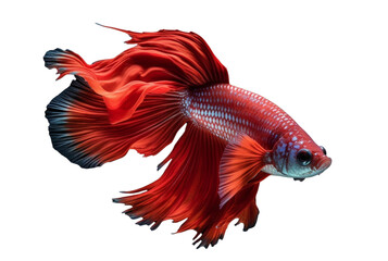Fototapeta premium beautiful colorful red betta fish isolated transparent background. generative ai