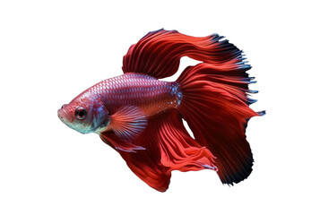 beautiful colorful red betta fish isolated transparent background. generative ai