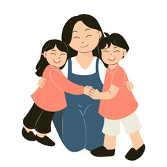 Happy mother’s day illustration,Mother with child, Happy mother’s day, Mother hugs child