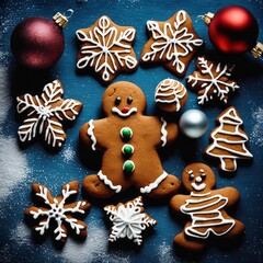 Homemade Gingerbread cookies with spices on a background.