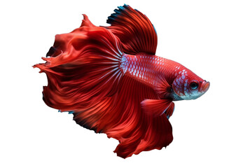 Fototapeta premium beautiful colorful red betta fish isolated transparent background. generative ai