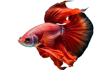Fototapeta premium beautiful colorful red betta fish isolated transparent background. generative ai