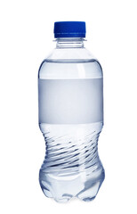Naklejka premium One plastic bottle with fresh water isolated on white